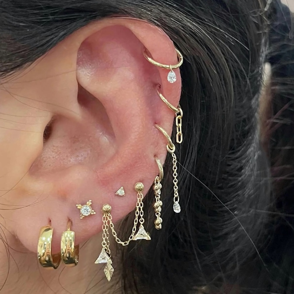 Mini Kandy Threadless End BVLA 14K rose Gold White CZ (2 earrings - Picture 4 of 4